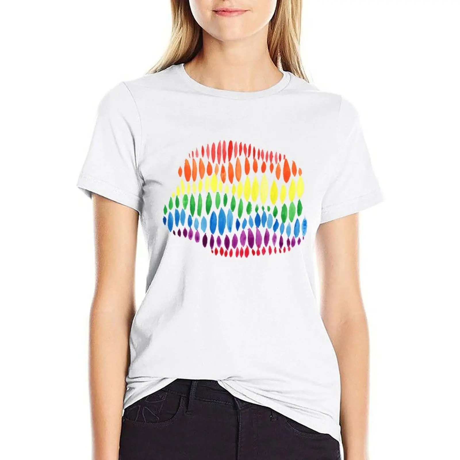 

Rainbow Waves T-shirt oversized cute clothes t-shirt dress for Women long