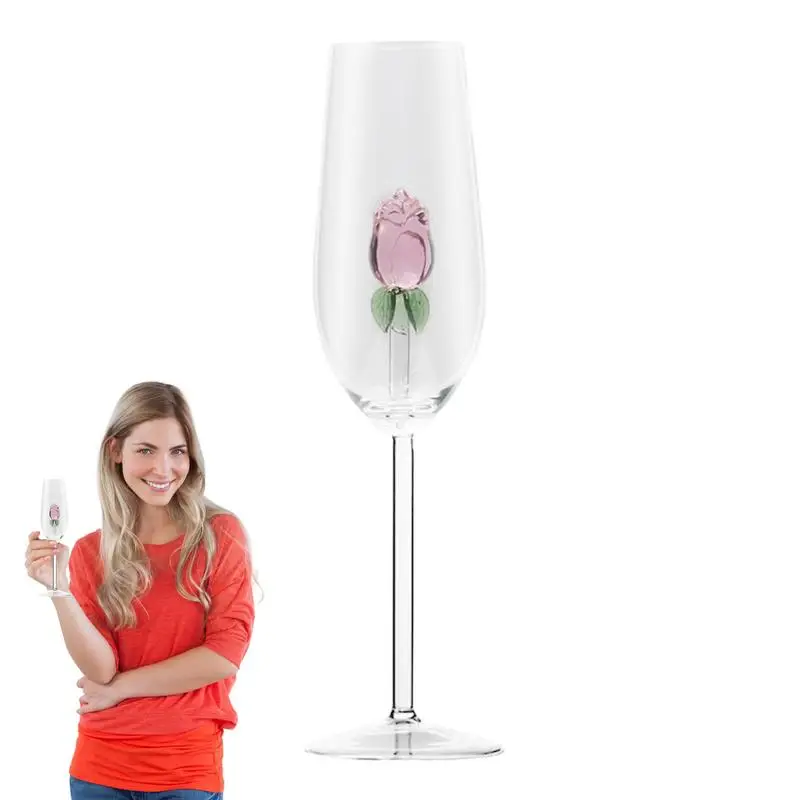 220ml Crystal Wine Goblet Champagne Glasses With Rose Inside Cocktail Glass Creative Shaped Glass Goblet Cocktail Cup for Party
220ml Crystal Wine Goblet Champagne Glasses With Rose Inside Cocktail Glass Creative Shaped Glass Goblet Cocktail Cup for Party