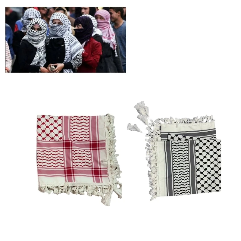 

Multiuse Arafat Hijab Scarf Tassels Shawl Bandana Adult Desert Arab Shemagh Headscarf Arabian Dubai Saudi Head Covering