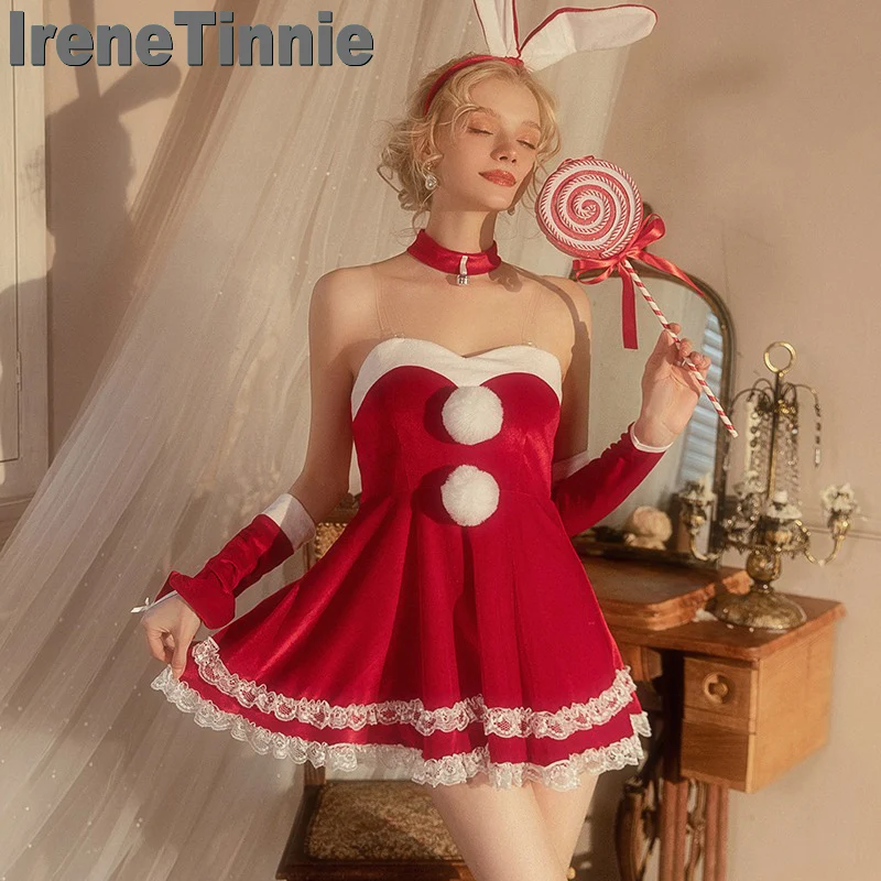IRENE TINNIE 2023 женское рождественское платье для косплея красная прозрачная слинг Minidress Desire милая форма Санта Банни костюм из 4 предметов
IRENE TINNIE 2023 женское рождественское платье для косплея красная прозрачная слинг Minidress Desire милая форма Санта Банни костюм из 4 предметов