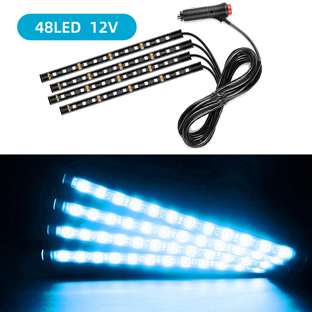 

48 Leds Bar Car Lights Automotive Strip Universal Mood Foot Light Cigarette Lighter USB Signal Lamp Decorative Atmosphere Lamp