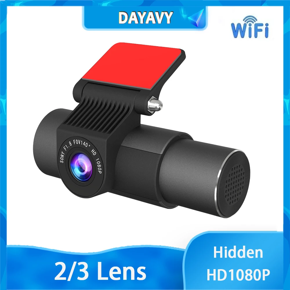 

DAYAVY Hidden Dash Cam 2 Lens 3 lens Car DVR WIFI GPS HD1080P Mini Car Camera DVR Driving Recorder App Dashcam PK XiaoMi 70Mai