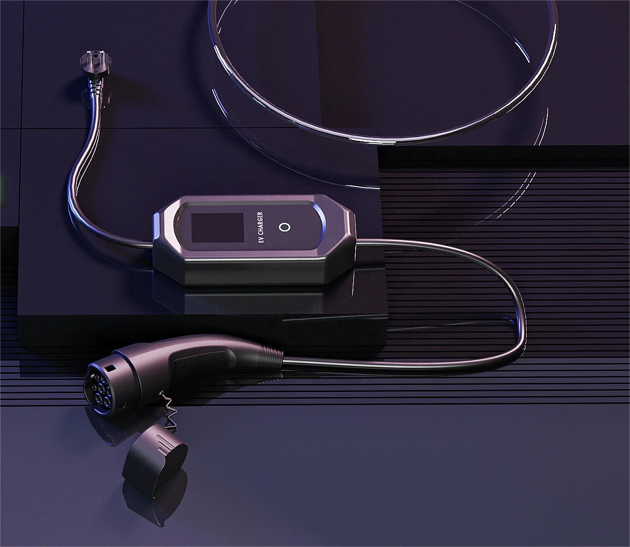 32A 7KW Type1 Universal Portable EV Charging Station LCD Display 
32A 7KW Type1 Universal Portable EV Charging Station LCD Display