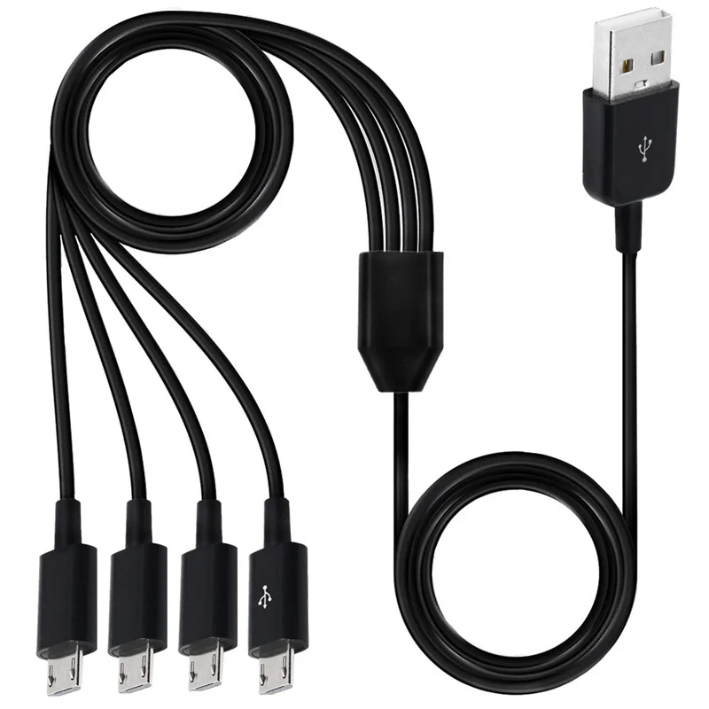 

USB 2.0 Type A Male To 4 Micro USB 5 Pin Male Splitter Y Data Sync and Charge Connector Adapter Cable 0.5m/1m/1.5m Black