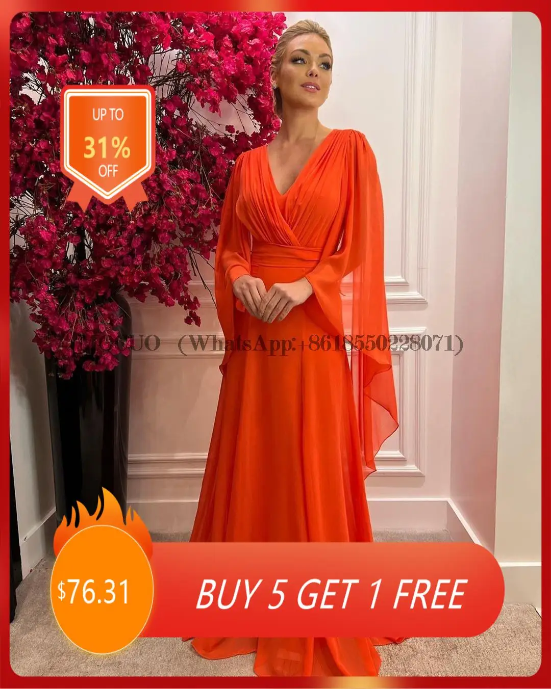 Classic Long Sleeve Pleated Mother of the Bride Dresses A-Line Chiffon Floor Length V-Neck Wedding Party Dresses for Women
Classic Long Sleeve Pleated Mother of the Bride Dresses A-Line Chiffon Floor Length V-Neck Wedding Party Dresses for Women