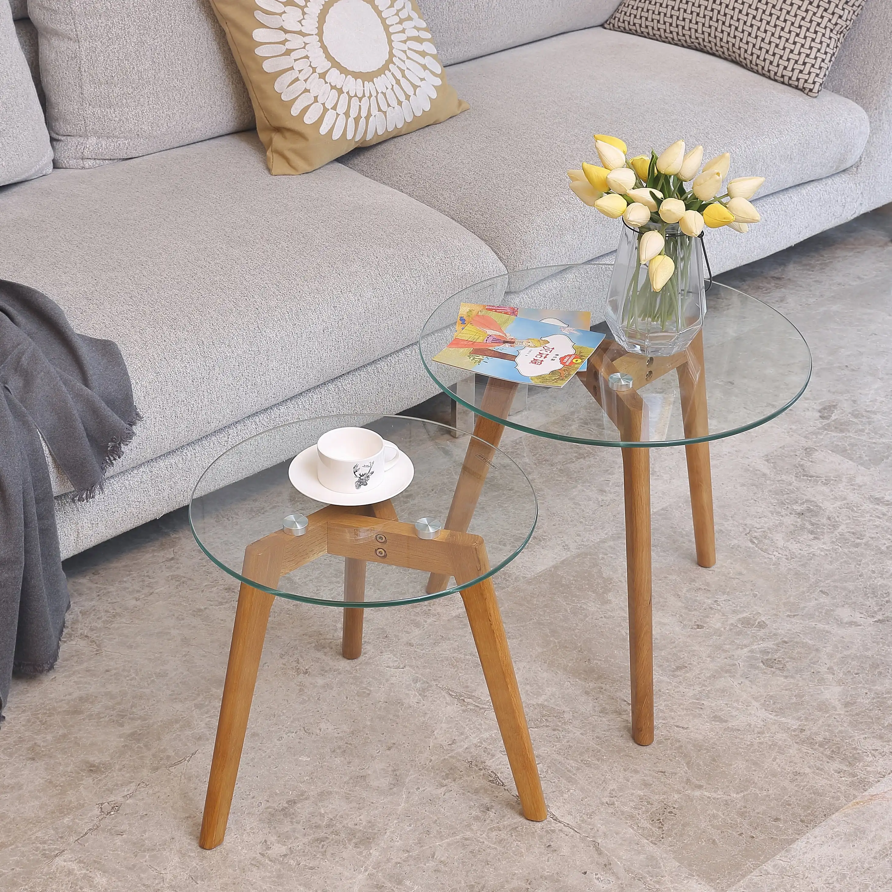 Leah Round Wood/Tempered Glass Nesting Coffee Table - Set of 2 Tempered glass top modern living space
Leah Round Wood/Tempered Glass Nesting Coffee Table - Set of 2 Tempered glass top modern living space