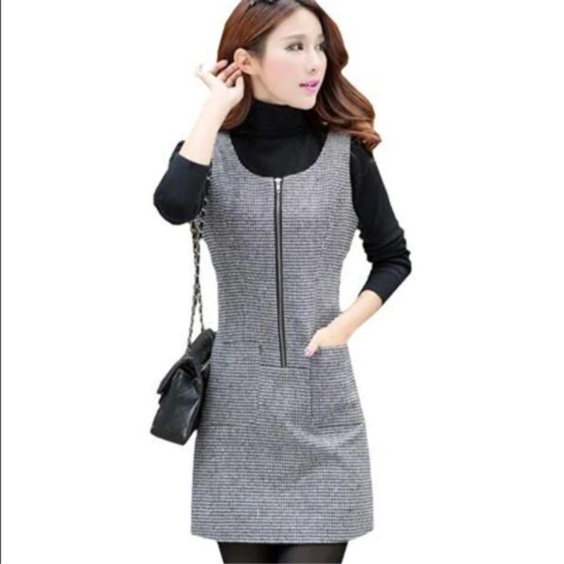 Women's Loose Woolen A-Line Dresses O-Neck Sleeveless Sweater O-Neck Knee-Length Female Hedging Wool Dress Autumn Spring
Women's Loose Woolen A-Line Dresses O-Neck Sleeveless Sweater O-Neck Knee-Length Female Hedging Wool Dress Autumn Spring