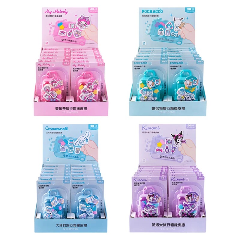 

8 set/lot Sanrio Kuromi Melody Cinnamoroll Eraser Cute Writing Drawing Pencil Erasers Stationery For Kids Gifts School Supplies