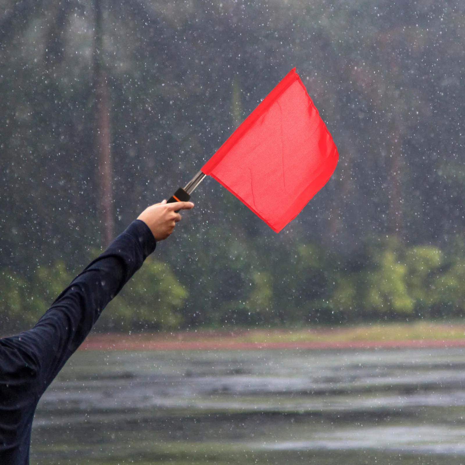 

Healeved Red Red Red Red Flagssss 3Pcs Referee Red Red Red Flagssss Stainless Steel Rod Sponge Handle Linesman Red Red Red