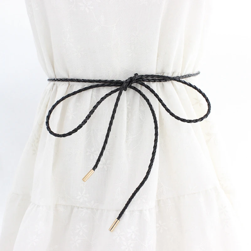 

New Female Waist Chain Thin Weave Belt Simple Decoration Tie With Dress Long Waist Rope Knotted Vintage Dresses String Waistband