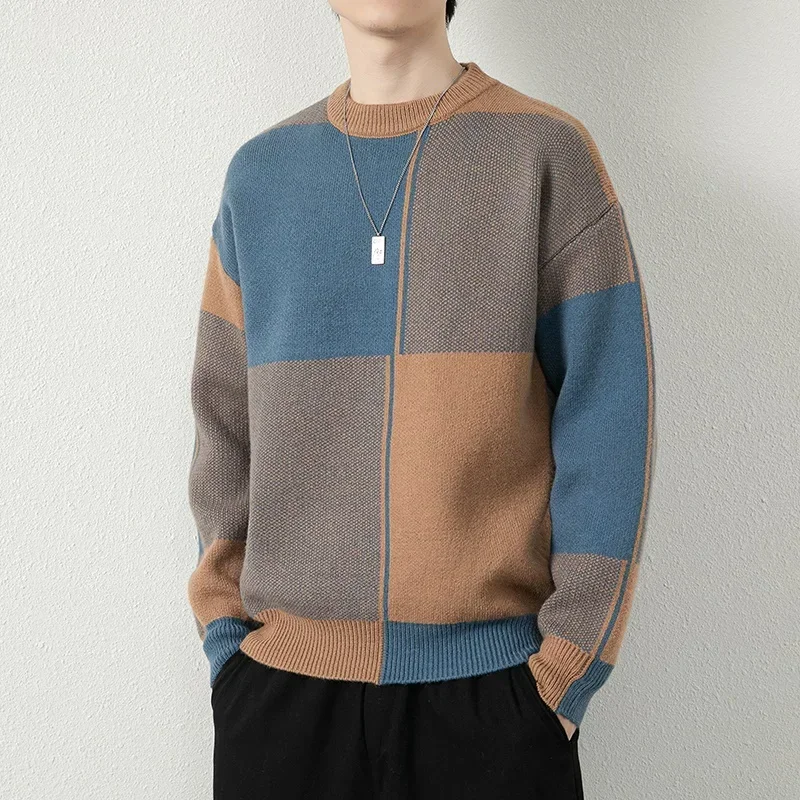 High quality men's sweater color blocking warm autumn and winter knitted pullover for women's casual Korean loose knit pullover
High quality men's sweater color blocking warm autumn and winter knitted pullover for women's casual Korean loose knit pullover
