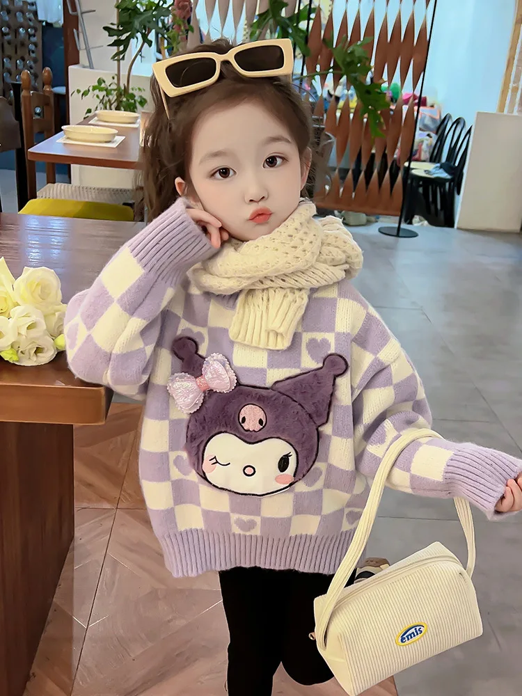 Милый детский осенний свитер Sanrios Kuromi My Melody, теплый свитер на осень и зиму, милый мультяшный теплый плотный свитер для девочек с круглым вырезом
Милый детский осенний свитер Sanrios Kuromi My Melody, теплый свитер на осень и зиму, милый мультяшный теплый плотный свитер для девочек с круглым вырезом