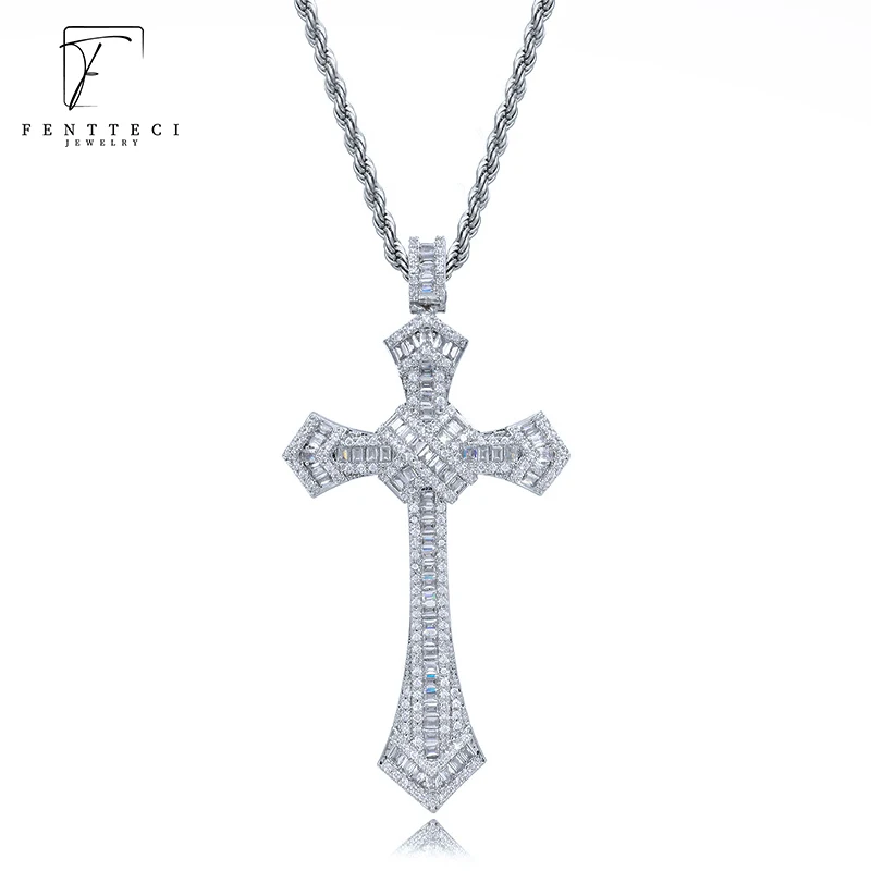 925 Sterling Silver European And American Cross Necklace For Men And Women With Trapezoidal Square Diamonds
925 Sterling Silver European And American Cross Necklace For Men And Women With Trapezoidal Square Diamonds