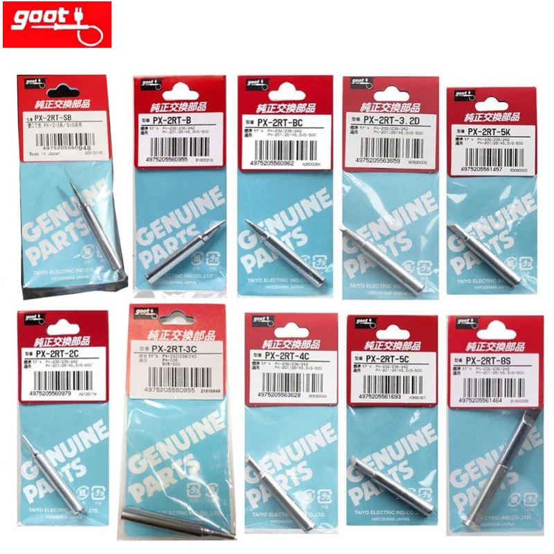 

Original Japan GOOT PX-2RT Welding Tips For PX-201 PX-232 PX-238 PX-242 PX-336 SVS-500 Soldering iron Replacement Solder Parts