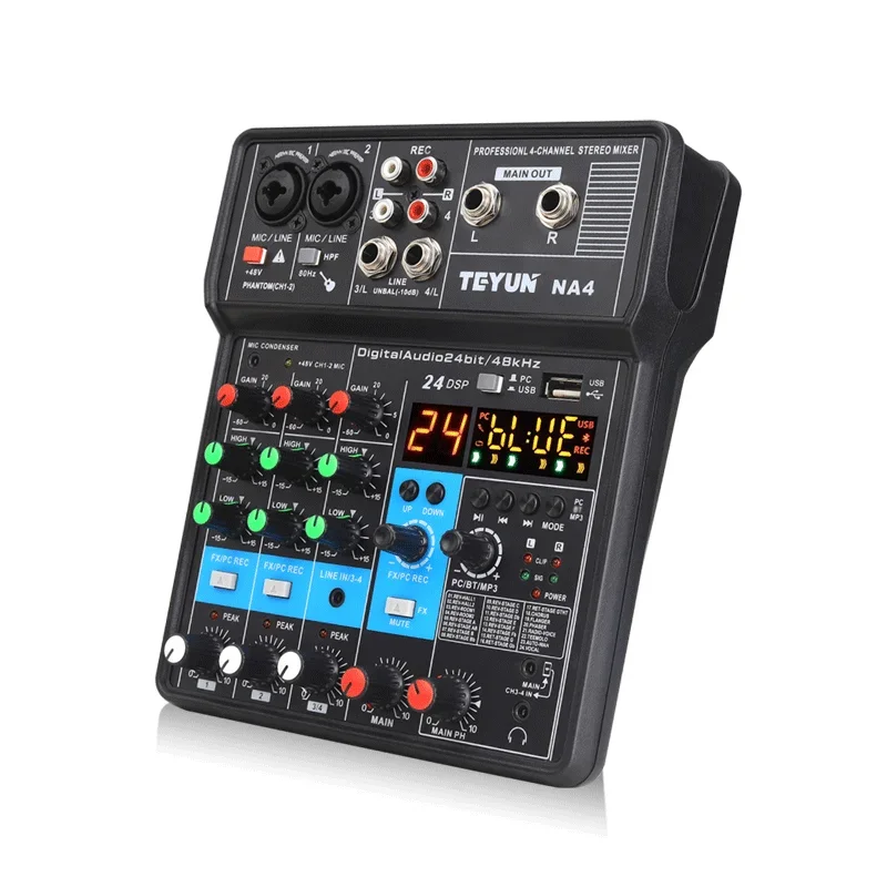 

4-way Professional Sound Card Is Suitable for Live Broadcast Tuning and Recording Equipment Bluetooth Digital Mixing Console