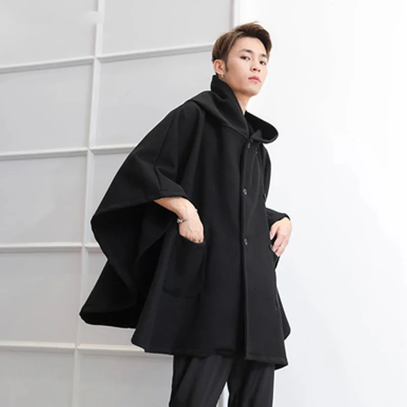M-4XL double-breasted garden hooded cloak fashion casual loose woolen coat autumn and winter bat shirt tide male personality coa 
M-4XL double-breasted garden hooded cloak fashion casual loose woolen coat autumn and winter bat shirt tide male personality coa