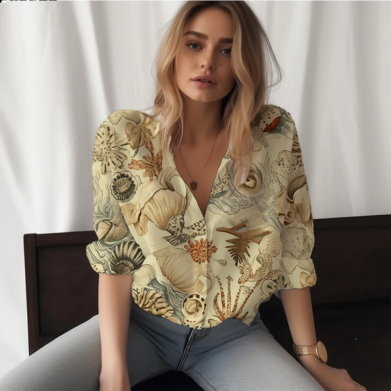 Summer new ladies shirt starfish shell 3D printed lady shirt casual vacation style women's shirt fashion trend loose lady shirt
Summer new ladies shirt starfish shell 3D printed lady shirt casual vacation style women's shirt fashion trend loose lady shirt