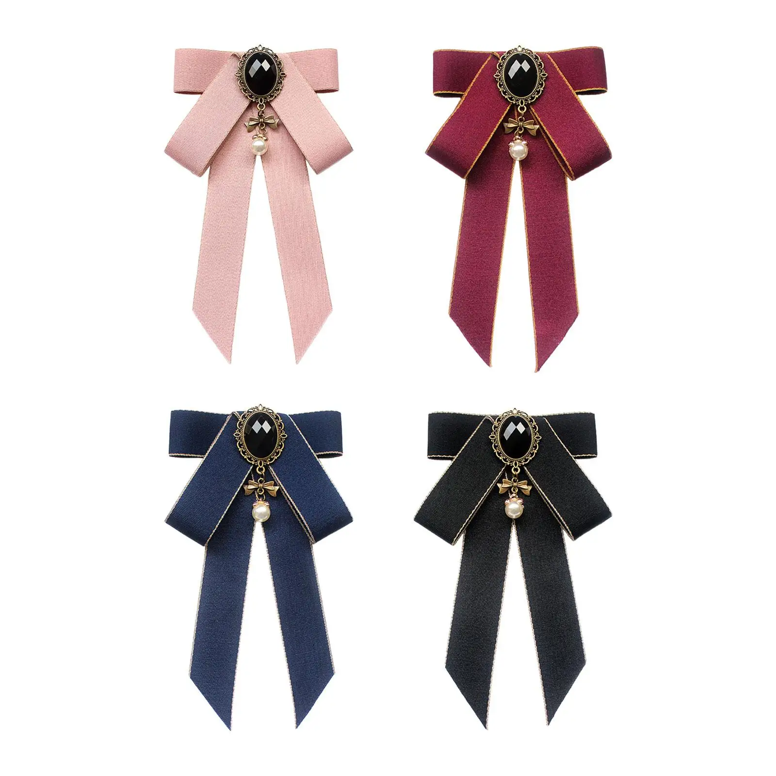 

Ribbon Bow Brooch Pre Tied Bowknot Collar Pin Ladies Elegant Neck Tie Necktie for Shirt Suit Uniform Blouse Costume Accessories