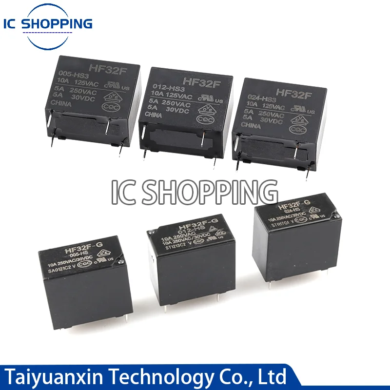 

10PCS Power Relay JZC HF32F-G-005 009 012 024 -HS3 HF32F-005 012 024 -HS 10A 250VAC 5V 12V 24V 5A 10A 4Pin