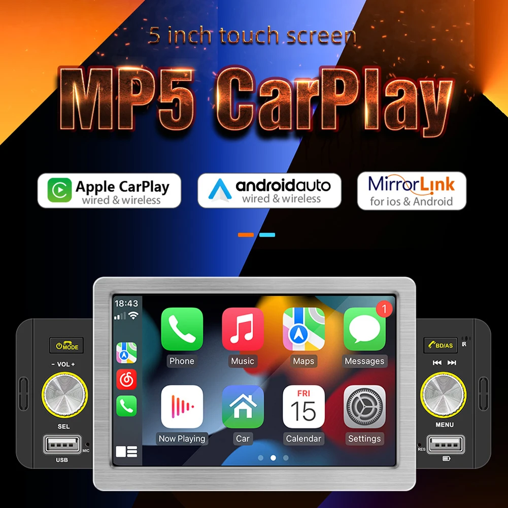 5 Inch Touch Screen Car Radio Audio 1 Din CarPlay Android Auto Multimedia Player BT 5.1 MirrorLink FM Receiver Car Accessories
5 Inch Touch Screen Car Radio Audio 1 Din CarPlay Android Auto Multimedia Player BT 5.1 MirrorLink FM Receiver Car Accessories