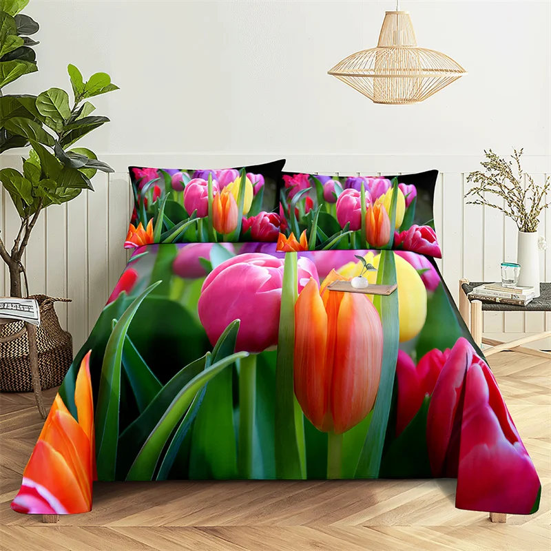 

Home Bedsheets Tulip Couple Single Bedsheet Fashion Design Flowers Sheets Queen Size Bed Sheets Set Bed Sheets and Pillowcases
