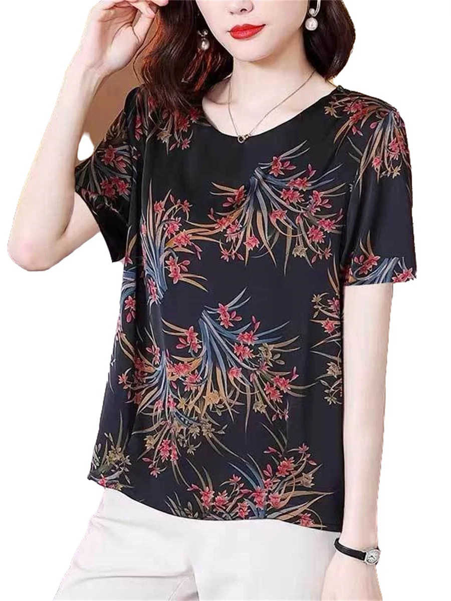 4XL Women Spring Summer Blouses Shirts Lady Fashion Casual Short Sleeve O-Neck Collar Flower Printing Blusas Tops G2044
4XL Women Spring Summer Blouses Shirts Lady Fashion Casual Short Sleeve O-Neck Collar Flower Printing Blusas Tops G2044