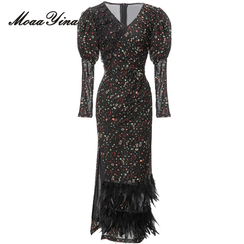 Женское платье с принтом MoaaYina, подиумное винтажное облегающее длинное платье с пышными рукавами, оборками, перьями и высокой талией
Женское платье с принтом MoaaYina, подиумное винтажное облегающее длинное платье с пышными рукавами, оборками, перьями и высокой талией