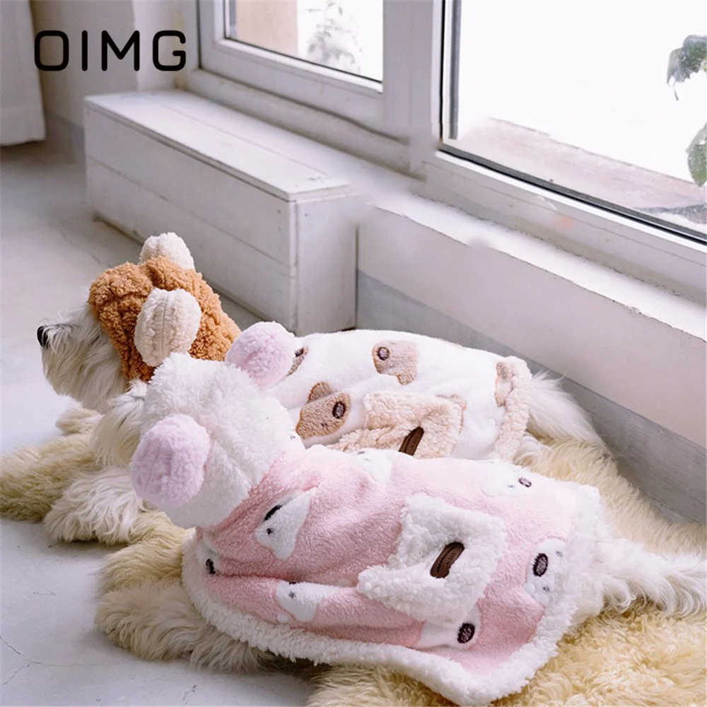 

OIMG Cute Dog Cloak Nightgown Warm Bear Cloak Autumn Winter Quilt Cape Cape Blanket Small Dogs Clothes Teddy Schnauzer Yorkies