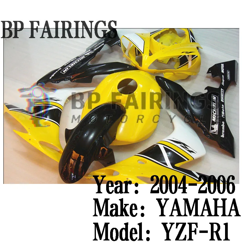 

for Yamaha YZF R1 2004 2005 2006 Motorcycle Bodywork Set Injection ABS Plastics Full Fairings Kit set Yellow Black White