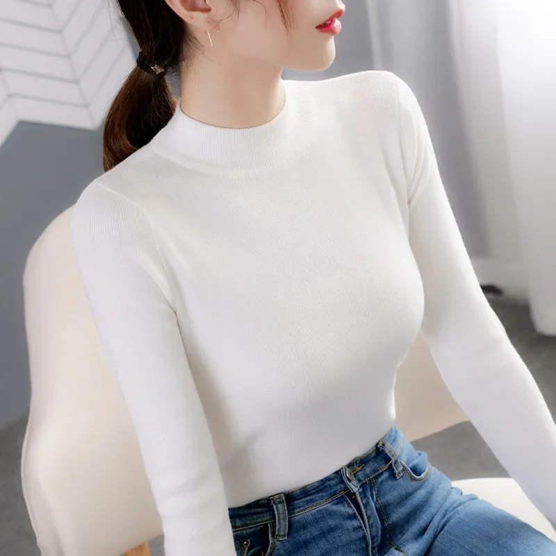 Half high necked sweater women's bottom sweater autumn and winter new middle necked slim fit inner layer knitted sweater top
Half high necked sweater women's bottom sweater autumn and winter new middle necked slim fit inner layer knitted sweater top
