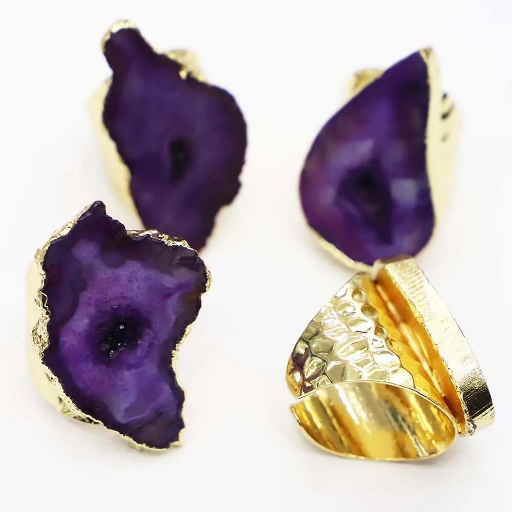 New Natural Stone Purple Agate Irregular Quartz Drusy Adjustable Rings Raw Geode Finger Gold Boho Fashion Jewelry Wholesale 4Pcs
New Natural Stone Purple Agate Irregular Quartz Drusy Adjustable Rings Raw Geode Finger Gold Boho Fashion Jewelry Wholesale 4Pcs