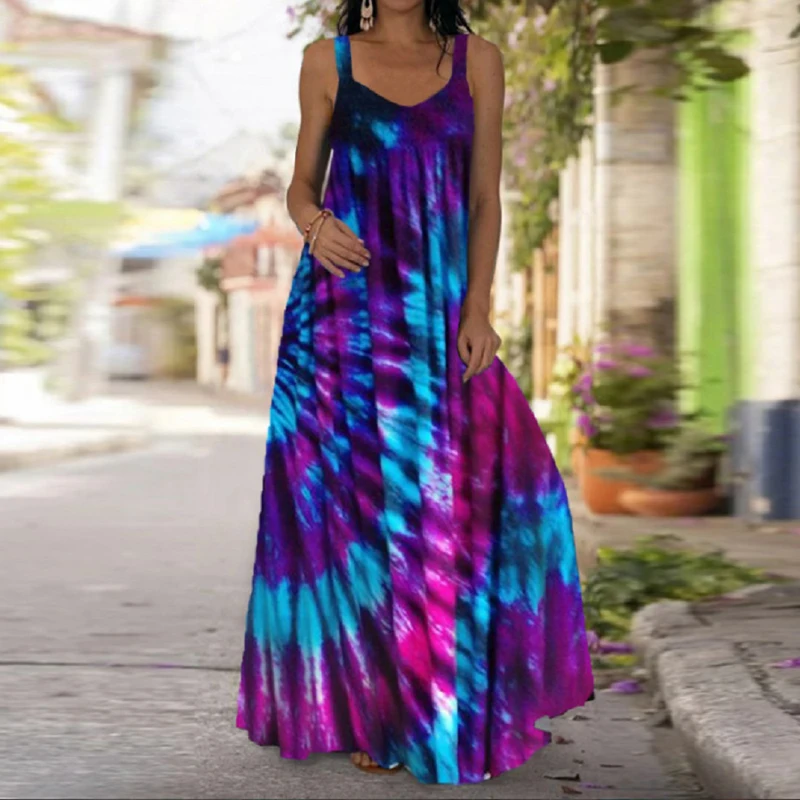Summer Women Suspender Strapless Bohemian Dress Lady Tie Dye 3D Paintings Sleeveless Long Dresses Female Large Size Vestidos
Summer Women Suspender Strapless Bohemian Dress Lady Tie Dye 3D Paintings Sleeveless Long Dresses Female Large Size Vestidos