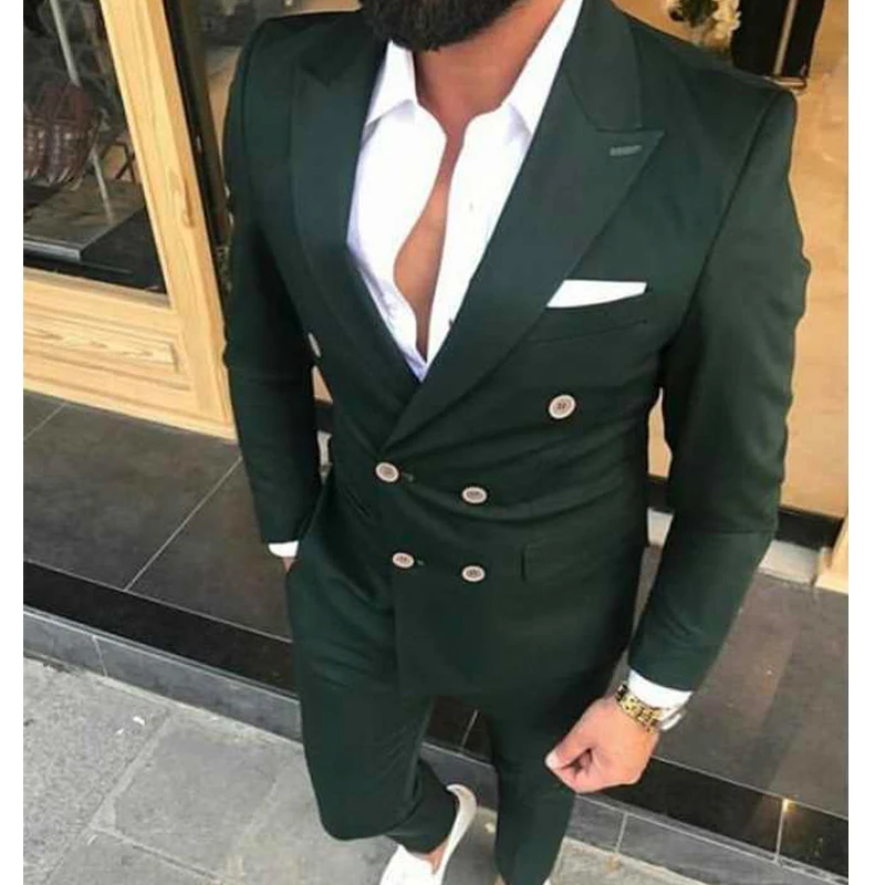 Dark Green Double Breasted Casual Suits for Men with Peaked Lapel 2 Piece Slim fit Wedding Groom Tuxedo Man Fashion Clothes
Dark Green Double Breasted Casual Suits for Men with Peaked Lapel 2 Piece Slim fit Wedding Groom Tuxedo Man Fashion Clothes