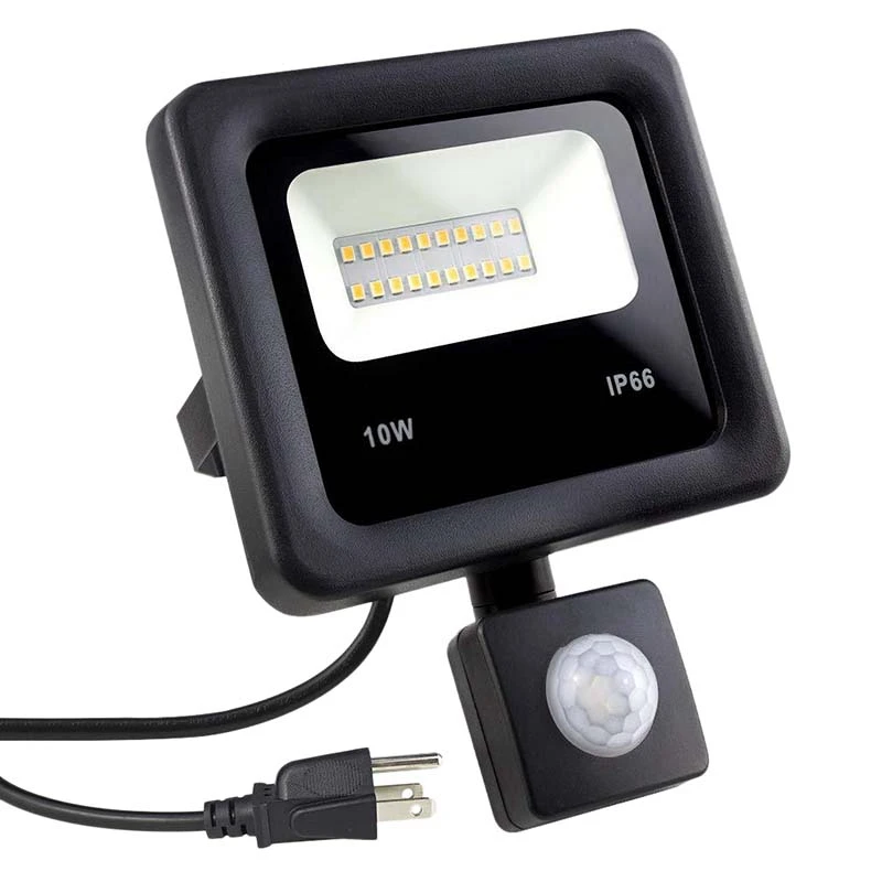 

10W Motion Sensor LED Flood Lights PIR Induction Spotlights IP66 Waterproof 3000K Warm White For Garden Park(US Plug)