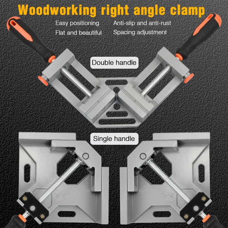 

O50 Aluminum Single/Double Handle 90 Degree Right Angle Clamp Angle Clamp Woodworking Photo Frame Clip Right Angle Folder Tool