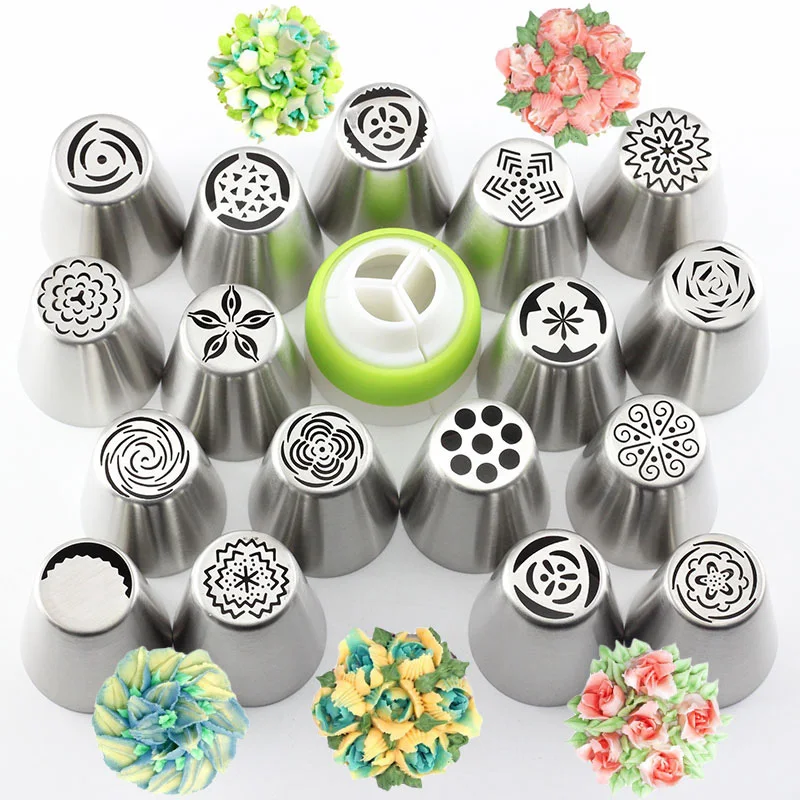 

5/8/13Pcs Russian Cupcake Stainless Steel Tulip Rose Flower Icing Piping Pastry Tips Cake Decorating Tools Nozzles Coupler Cream