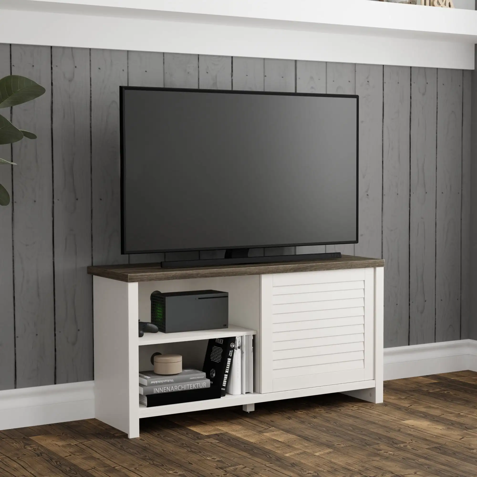 Hillsdale Handerson 47 Inch Wood for Tv's Up To 52" White with Dark Oak Top High Load-bearing Strong Stable TV Stand
Hillsdale Handerson 47 Inch Wood for Tv's Up To 52" White with Dark Oak Top High Load-bearing Strong Stable TV Stand