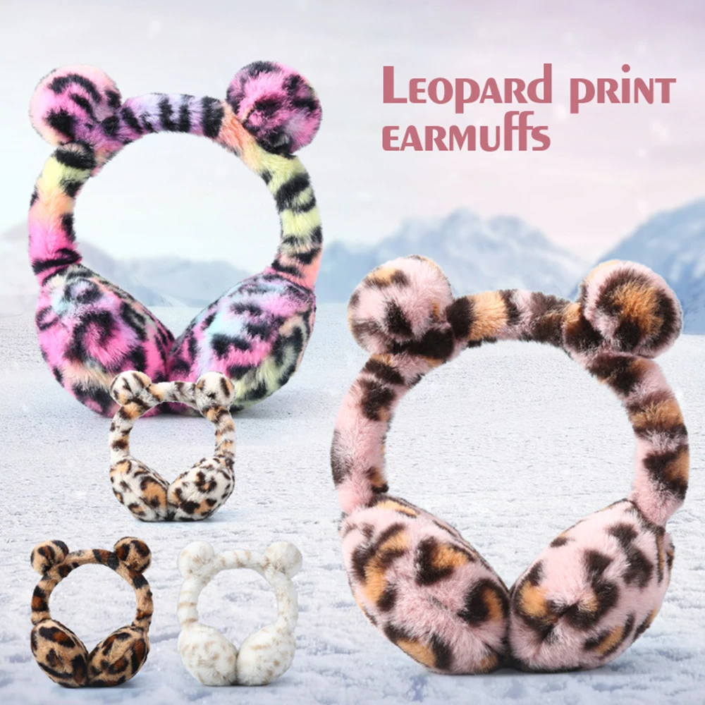 

Leopard Cat Autumn Winter Earlap Cute Plush Earmuffs Soft Fur Ear Cover Warm Headphone Skiing Ears Warmer Adult Children Earmuff