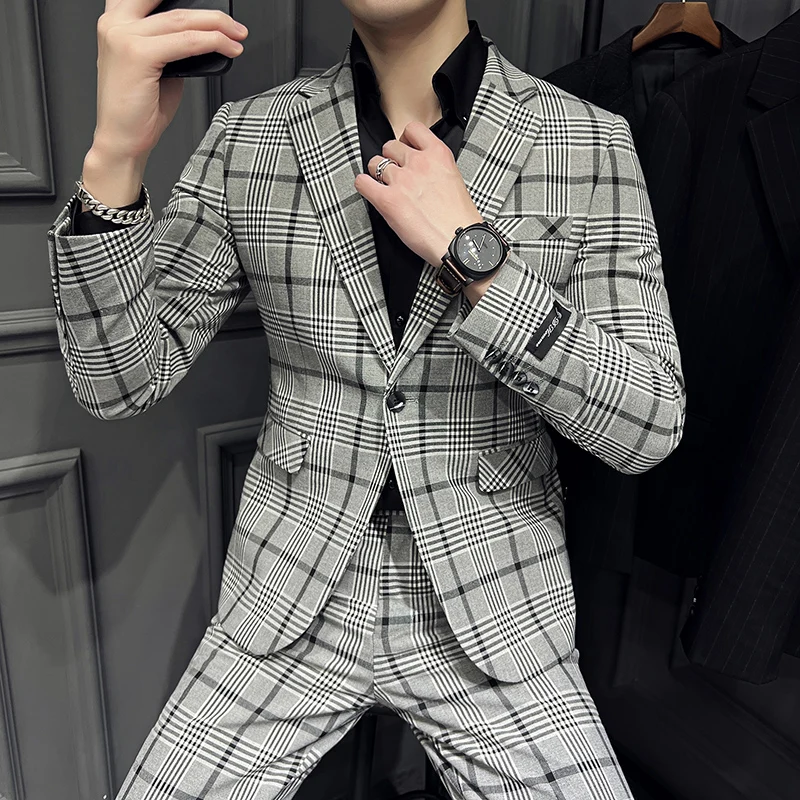 Classic Black White Lattice Business Formal Social Suit Jackets Spring British Party Club Blazers Men Slim Wedding Dress/Tuxedo
Classic Black White Lattice Business Formal Social Suit Jackets Spring British Party Club Blazers Men Slim Wedding Dress/Tuxedo