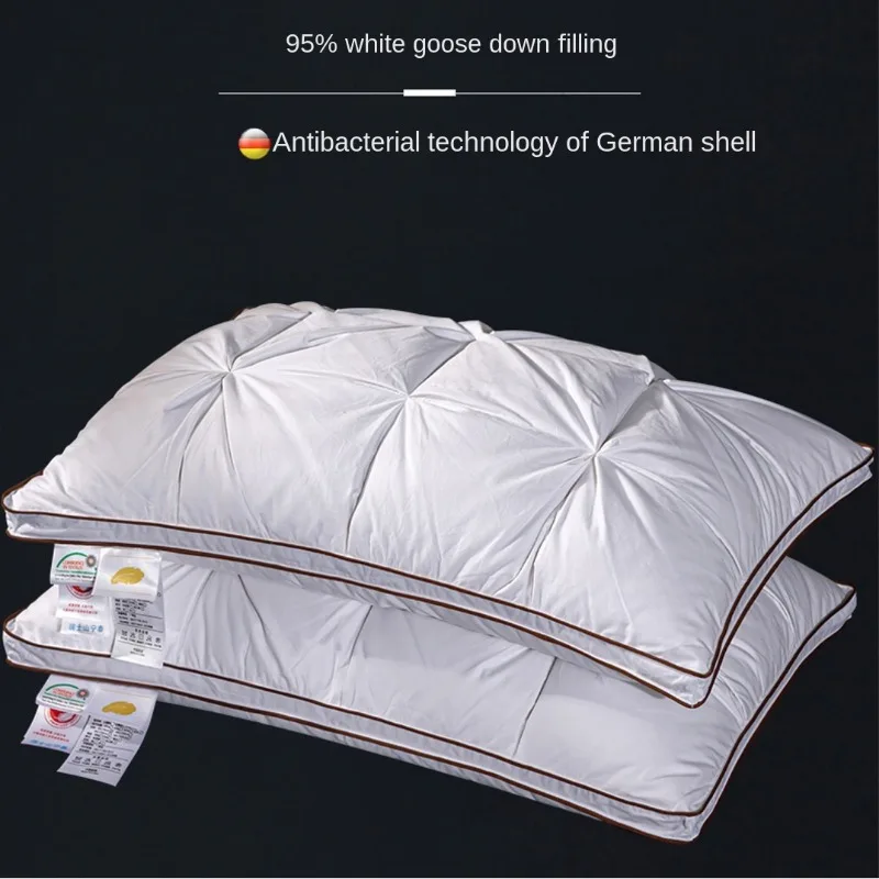 Soft Pillows White Goose Down Feather Pillows for Sleeping Neck Protection Bed Pillows with 100% Cotton Cover 
Soft Pillows White Goose Down Feather Pillows for Sleeping Neck Protection Bed Pillows with 100% Cotton Cover