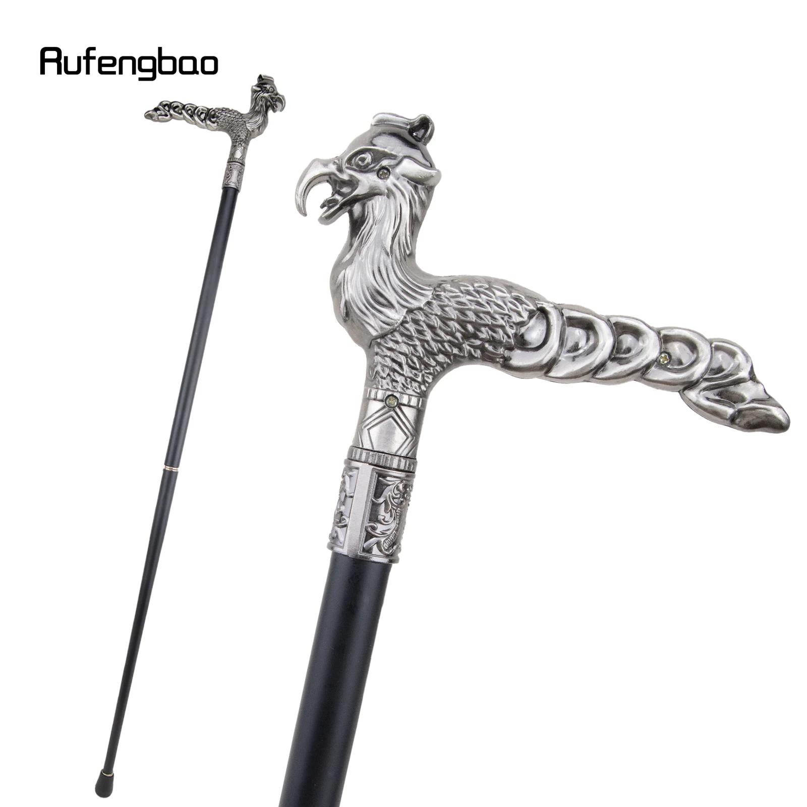 

Silver Phoenix Long Tail Walking Cane Fashion Walking Stick Gentleman Luxury Crosier Knob Walking Stick 93cm