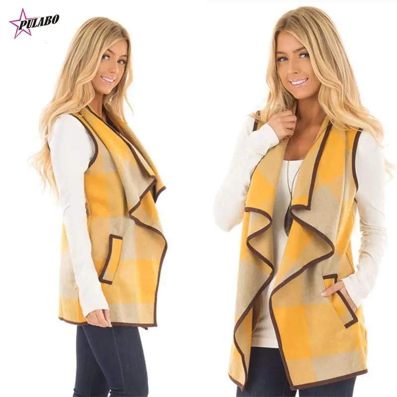 PULABO Autumn Spring Office Ladies Vest Sleeveless Turn Down Neck Open Front Jacket Check Plaid Cardigan Casual Women Long Waist
PULABO Autumn Spring Office Ladies Vest Sleeveless Turn Down Neck Open Front Jacket Check Plaid Cardigan Casual Women Long Waist