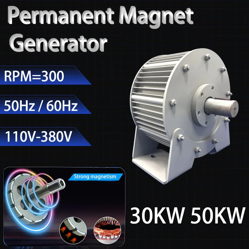 

New Energy Generators and Turbines Low Speed 30KW 300 RPM 220v 380v Magnetic Alternator Gearless Permanent Magnet Generator