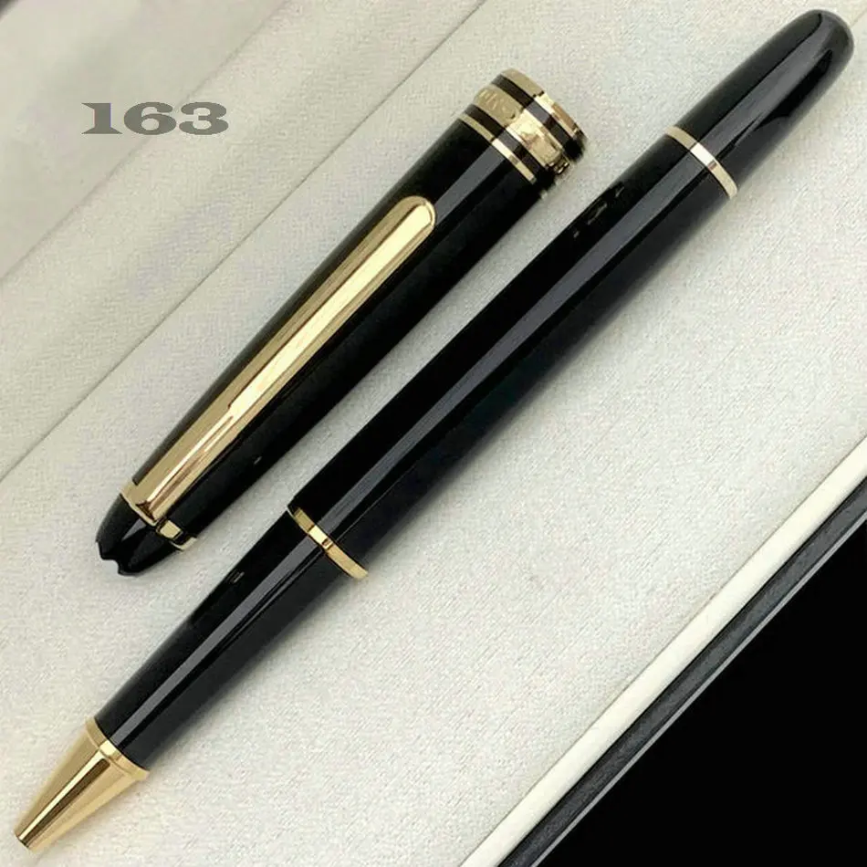 

High Quality New MB 163/145/149 Piston Special Edition Gel Pen Gold Trim Monte Black Rollerball Calligraphy with View Window