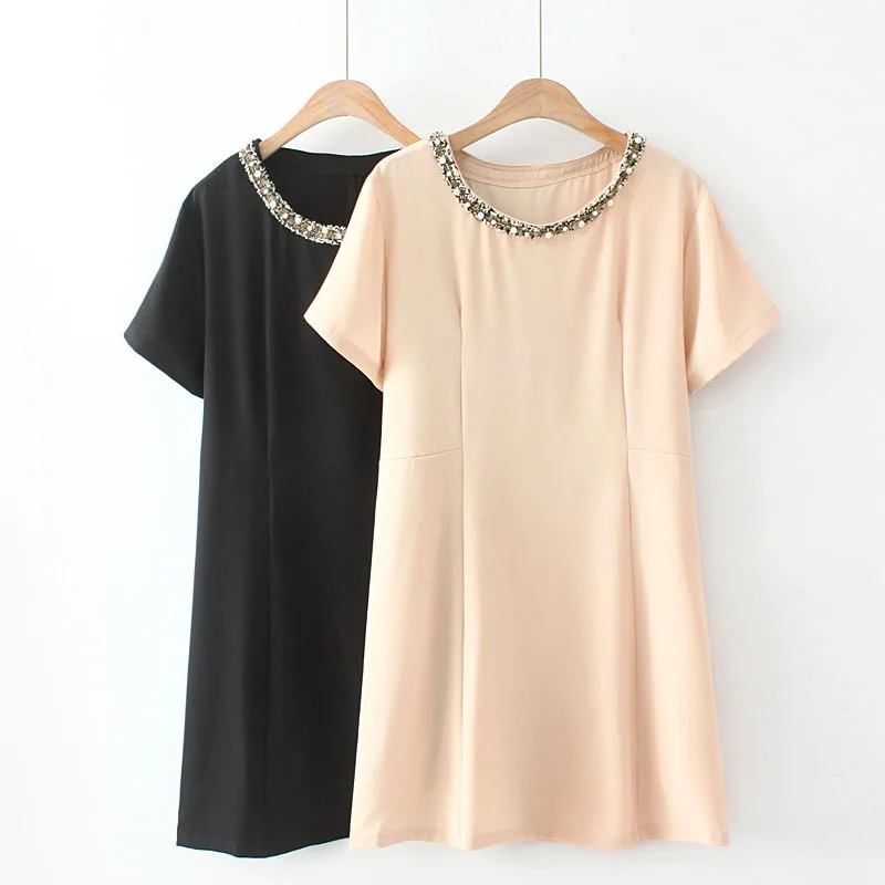 Women Dress 2022 Summer Elegant Beading New Fashion Loose O-neck Short Sleeve Dress
Women Dress 2022 Summer Elegant Beading New Fashion Loose O-neck Short Sleeve Dress