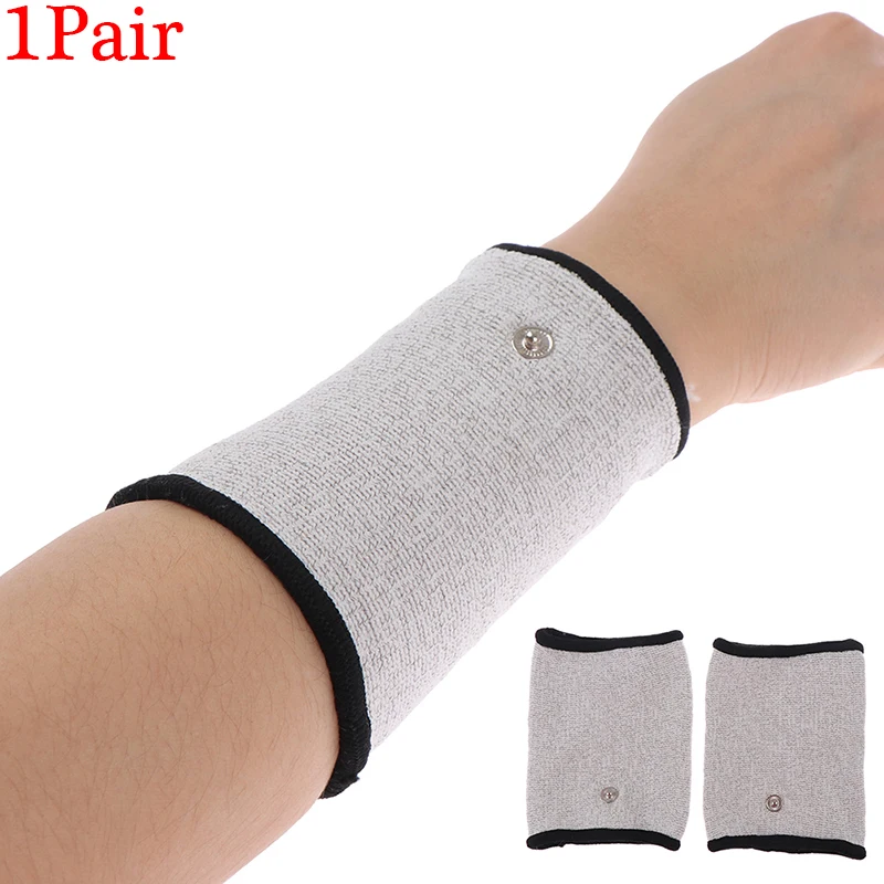 

1Pair Conductive Wrist Electrode Massage Wristband Silver Fiber Wrist Guard DDS Physical Therapy Bracers Guard