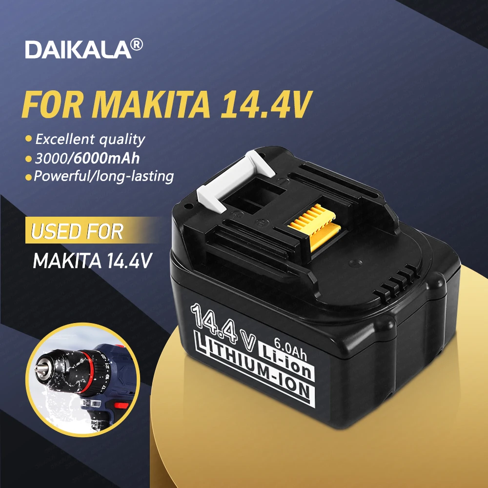 

14.4V 6000mah Drill Bit Battery for Makita Bl1430 Rechargeable Lithium Ion Replacement Lxt200 Bl1415 194558-0 194559-8 194066-1