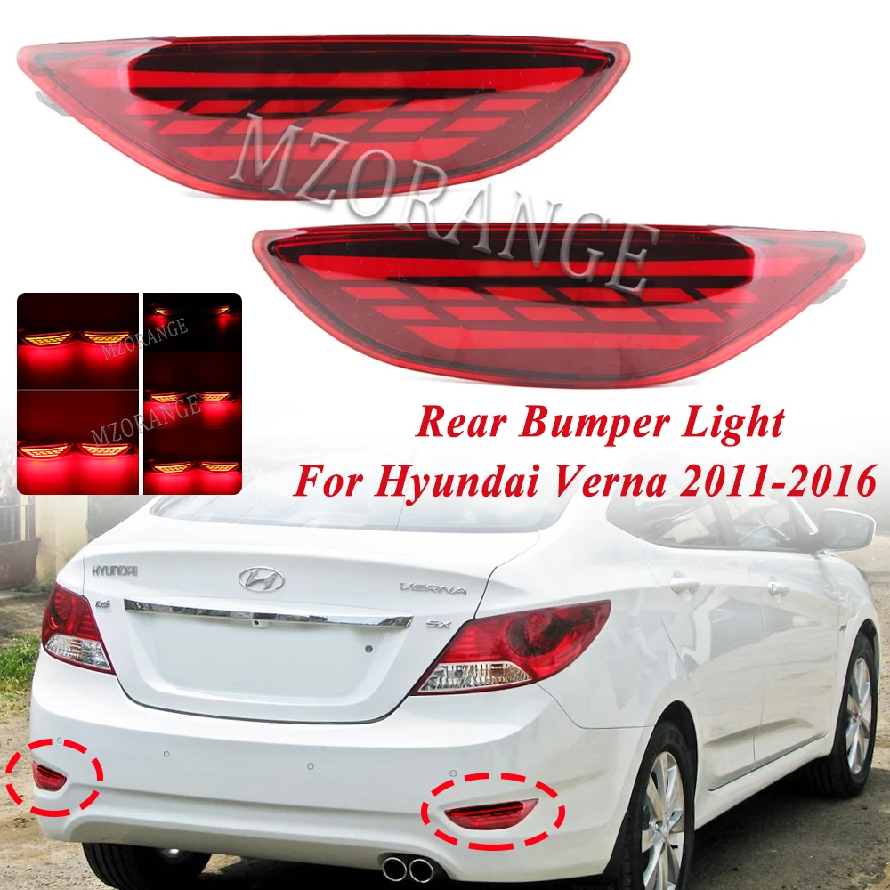 

1 Pair Dynamic LED Rear Bumper Lights for Hyundai Accent Verna Brio Solaris 2008-2015 Tail Stop Parking Brake Lamp Rear Fog Lamp