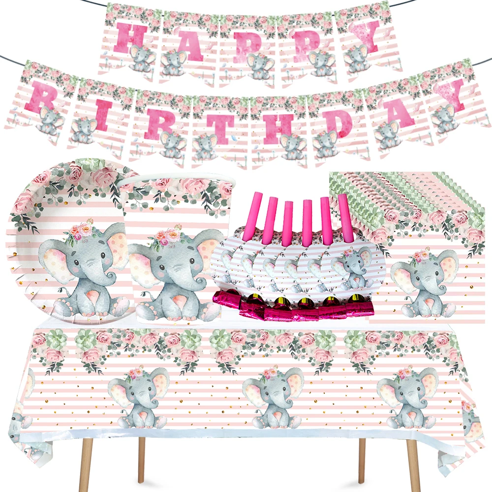 Pink Elephant Flower Birthday Party Supplies Disposable Tableware Paper Cup Plate Tablecloth Napkin for Kids Girls Baby Shower
Pink Elephant Flower Birthday Party Supplies Disposable Tableware Paper Cup Plate Tablecloth Napkin for Kids Girls Baby Shower
