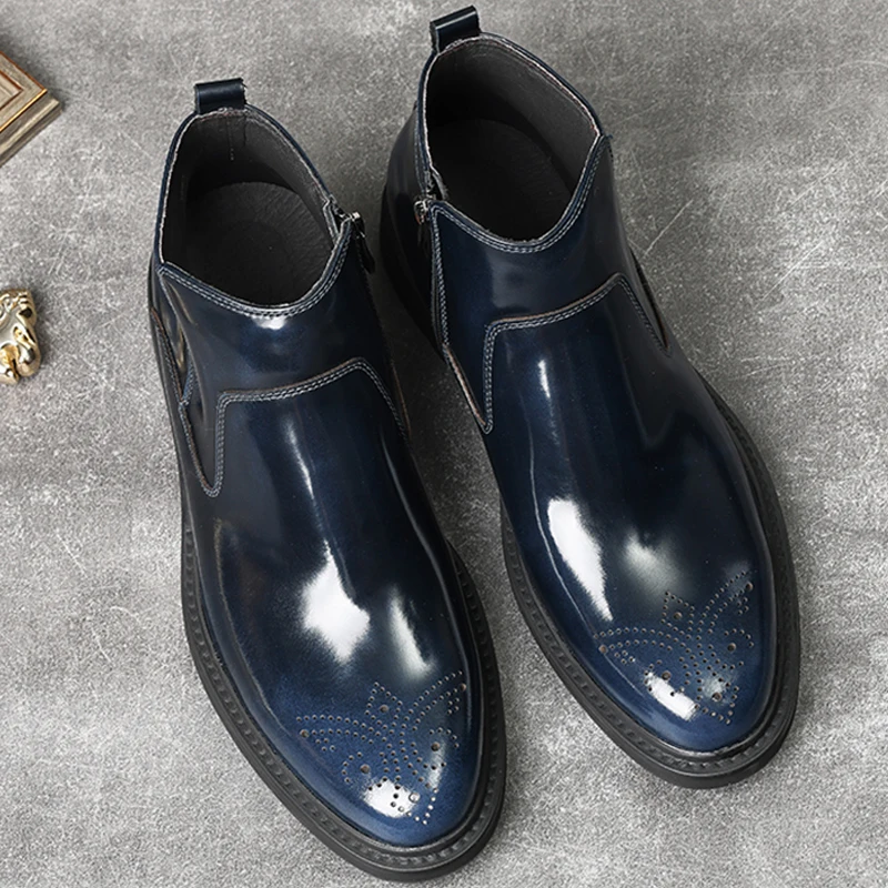 New Luxury Men Genuine Leather Ankle Boots Zipper Black Blue Classic Chelsea Boots Men Winter Shoes Elegant Dress Boots Men
New Luxury Men Genuine Leather Ankle Boots Zipper Black Blue Classic Chelsea Boots Men Winter Shoes Elegant Dress Boots Men